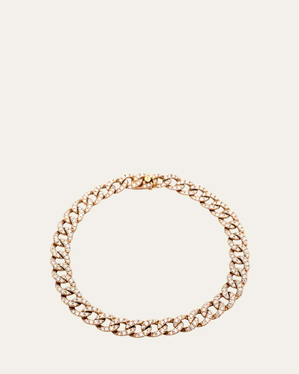 18K Rose Gold Diamond Chain Bracelet, 7"L